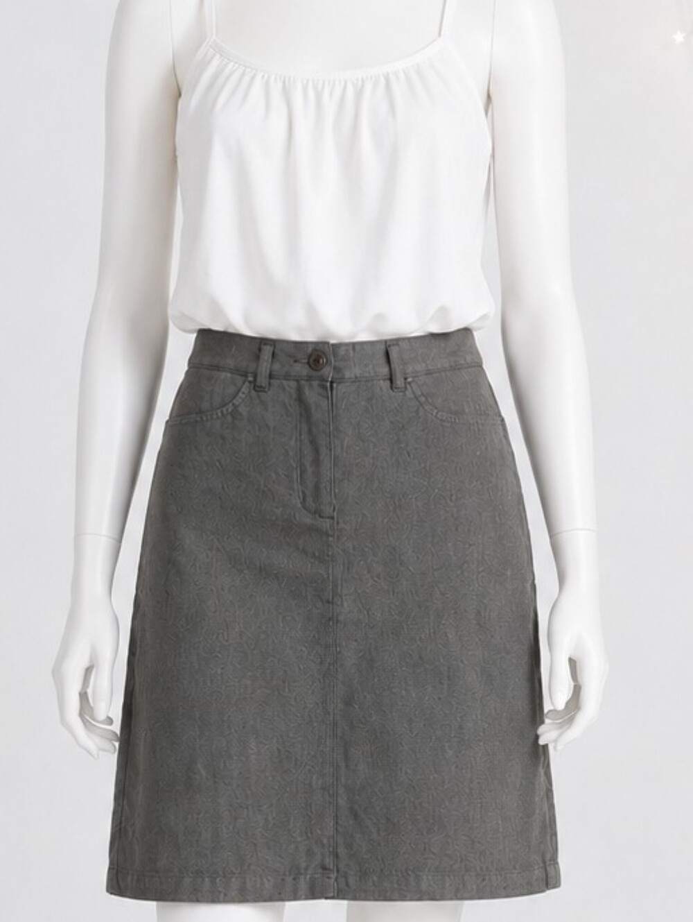 Sisley Dark Grey Straight Midi Skirt Office Corporate Chic Sz 10